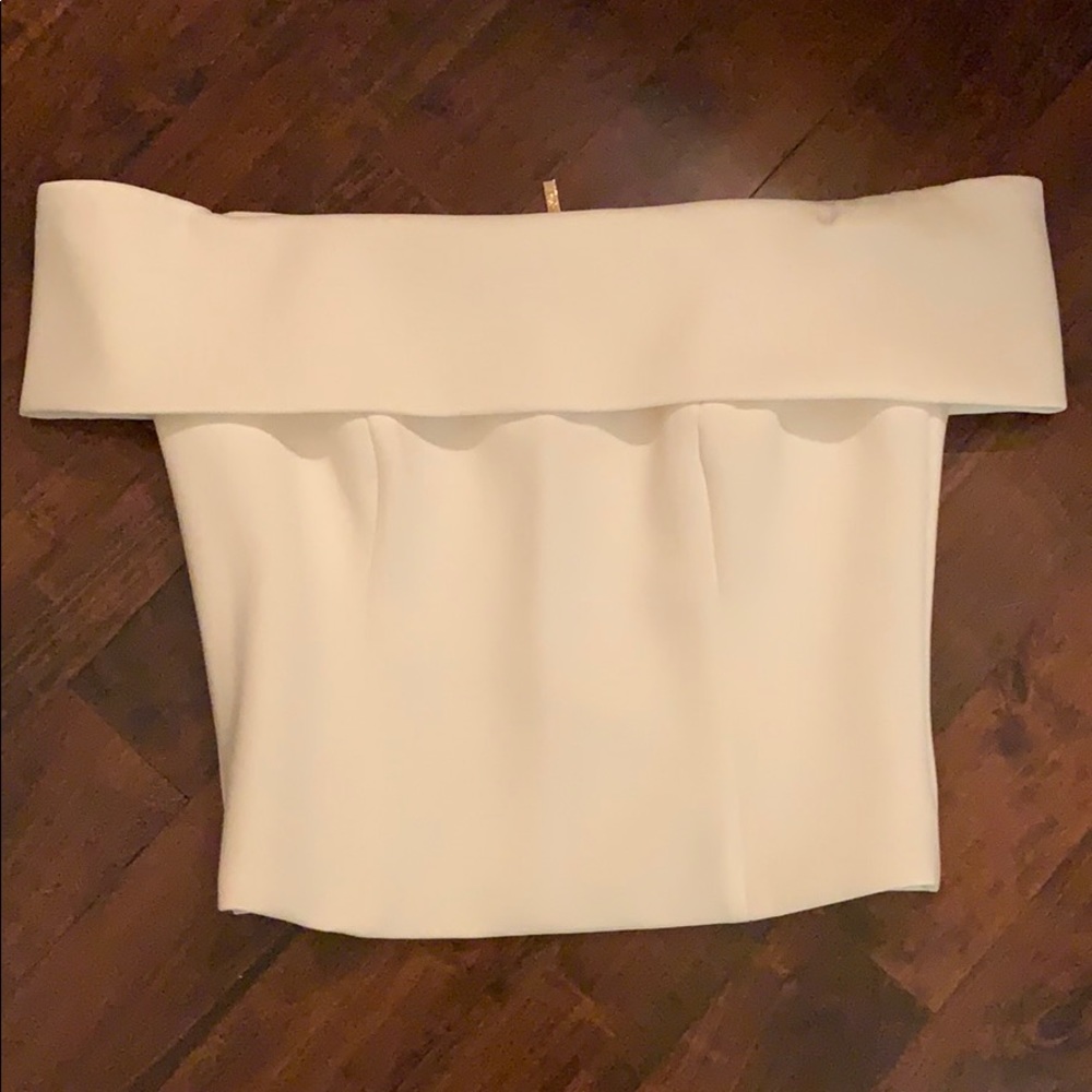 Eliza J white off the shoulder top